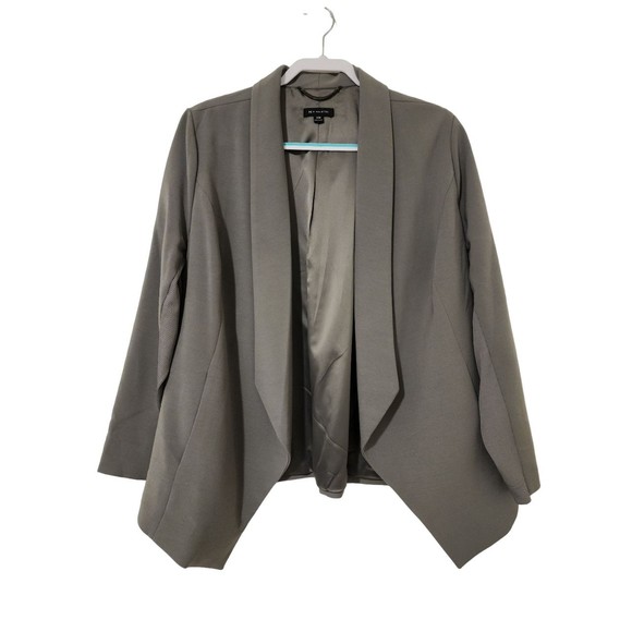 H by Halston Womens Open Front Blazer Jacket 20W Gray Stretch-Sleeve Washable - Picture 1 of 10